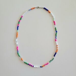 Pink Multicolor Preppy Beaded Necklace